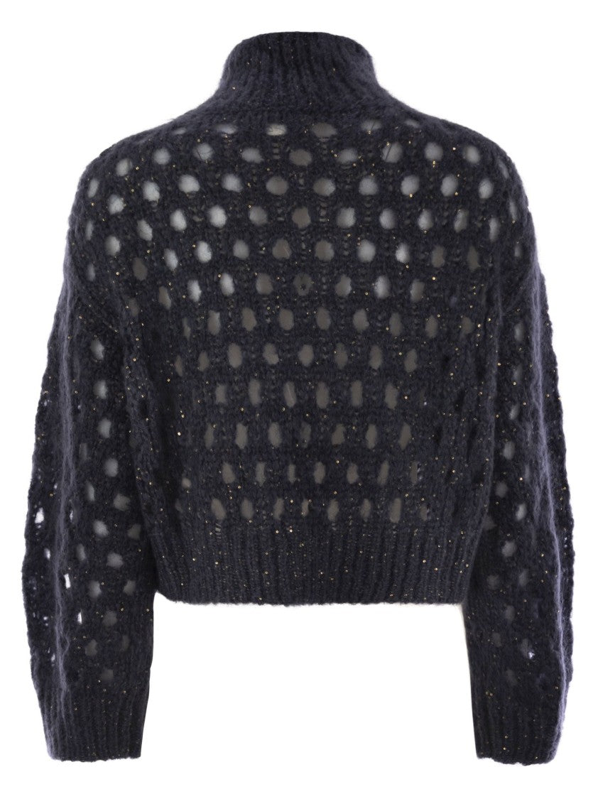 Brunello Cucinelli Dazzling Net Turtleneck Sweater