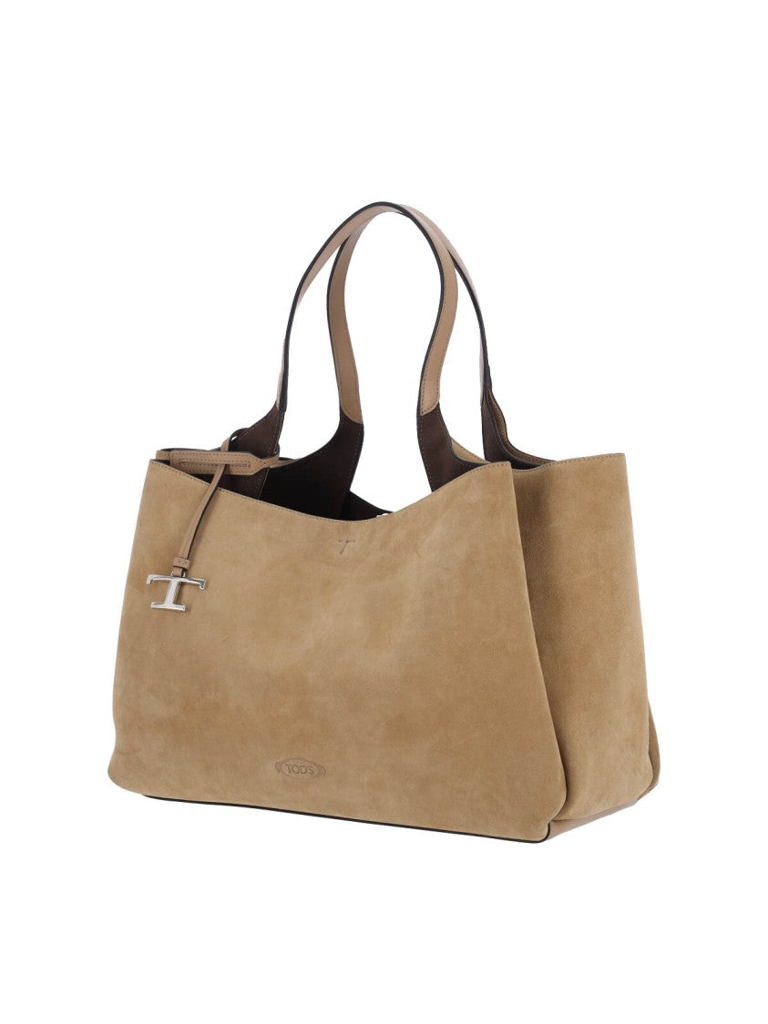 Tod's Medium Suede Tote Bag With Removable Charm