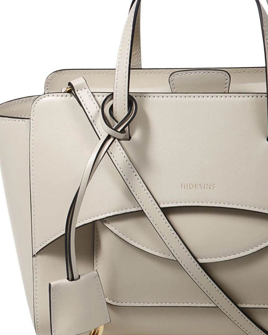 Hidesins Structured Calf Leather Handbag With Flap Closure And Hidden Pocket
