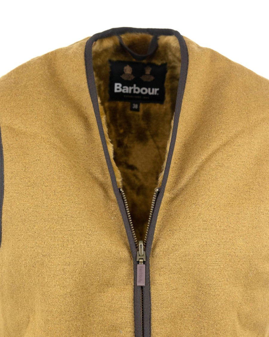 Barbour Brown Acrylic Fleece Vest With Defined Trimming