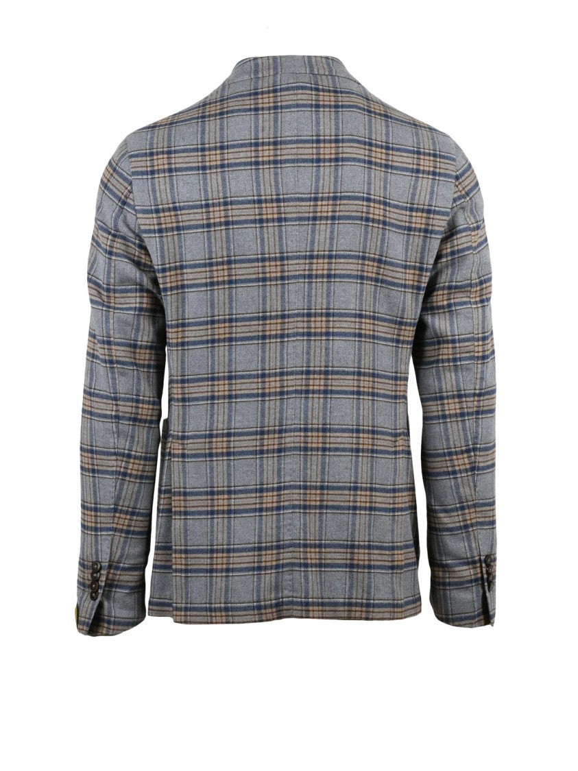 L.B.M. 1911 Plaid Cotton Jacket With Rounded Fit And Button Closure