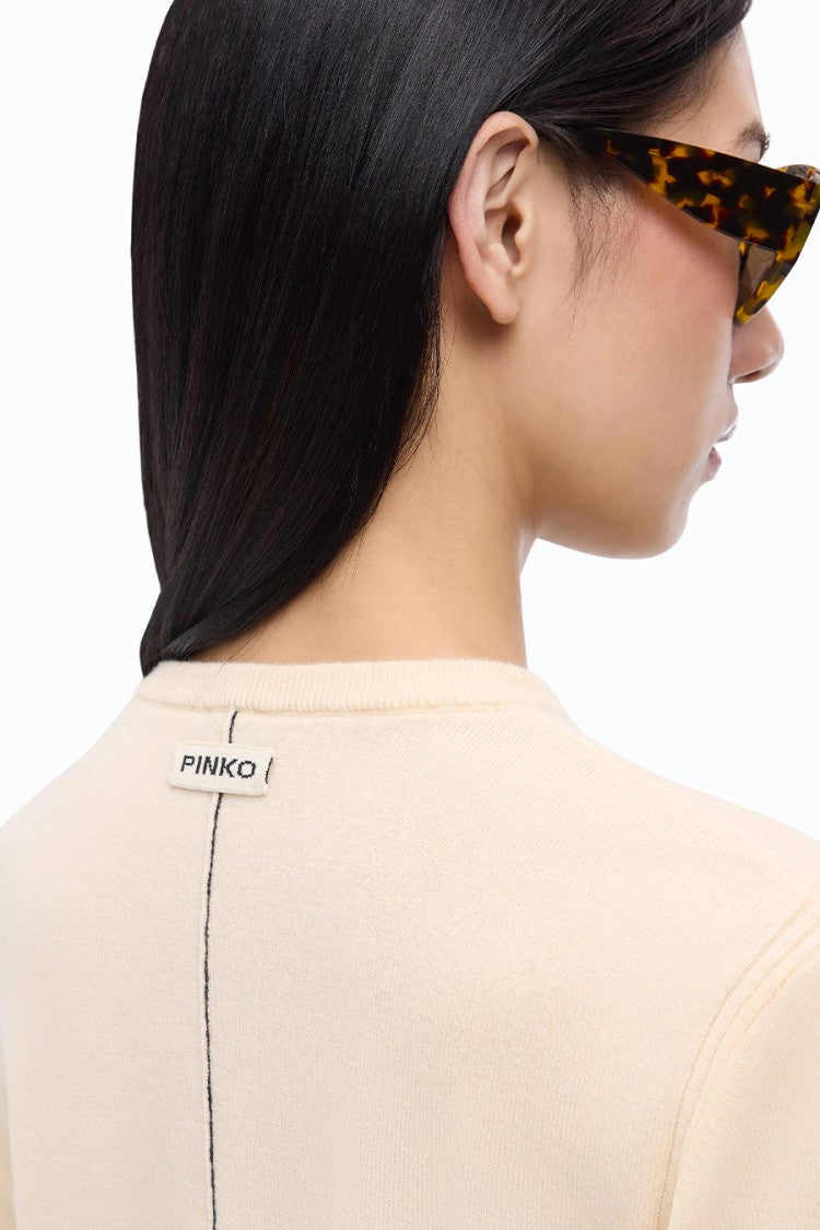 Pinko Butter Yellow Split-Neck Wool-Blend Sweater