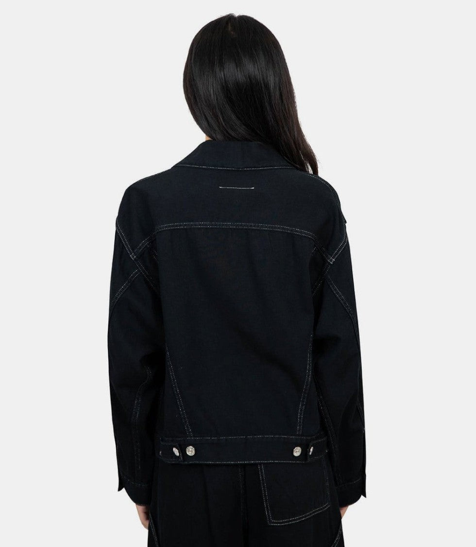 Mm6 By Maison Margiela Metallic Weave Casual Jacket With Signature Logo