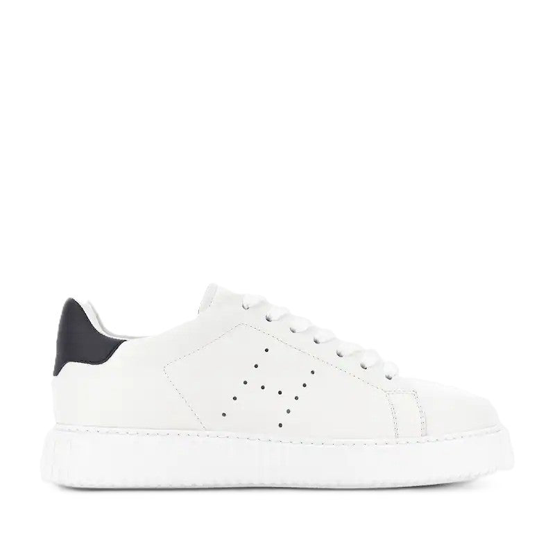 Hogan White Perforated Leather Textured Sole Sneakers