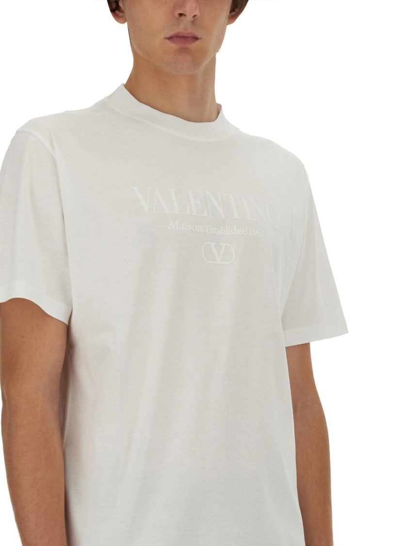 Valentino Short-Sleeved Cotton T-Shirt With Subtle Logo Print