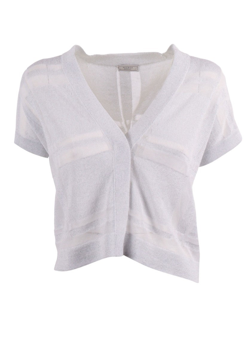 Peserico Checkered Cropped Boxy Knitted Sweater