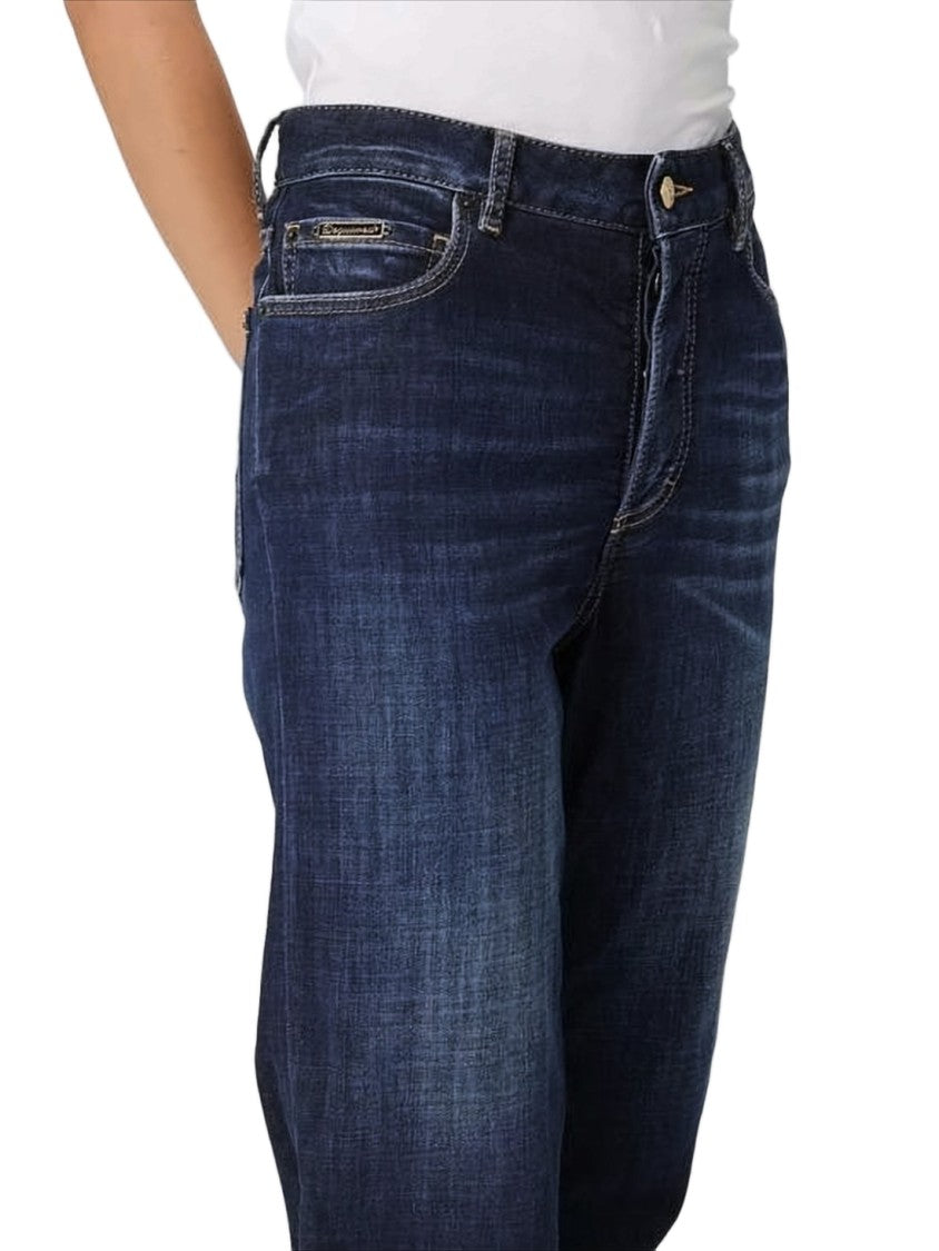 Dsquared2 Mid-Rise Indigo Denim Pants With Straight-Leg Silhouette