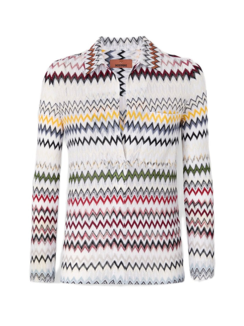 Missoni Multicolor Raschel Zig Zag Polo