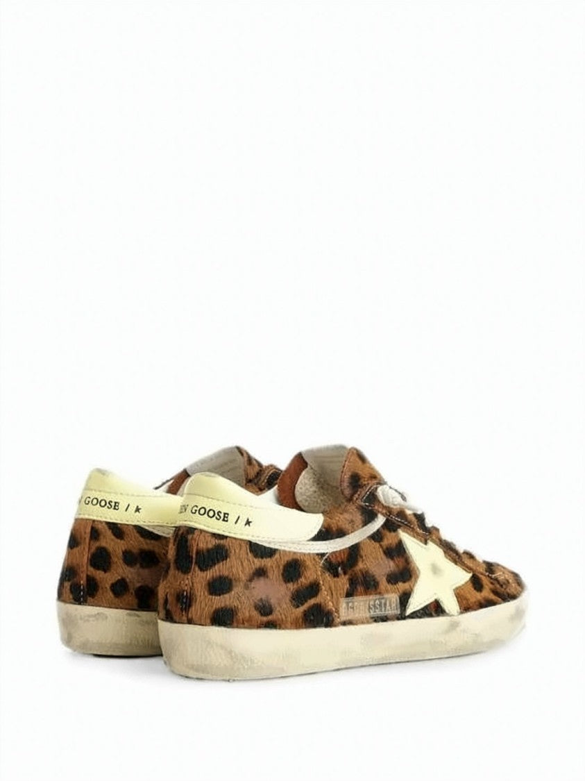 Golden Goose Bold Leopard Print Golden Goose Sneakers With Distressed Sole