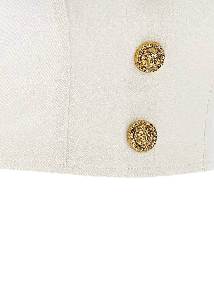 Balmain Beige Silk And Nylon Lightweight Top