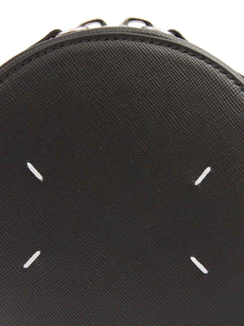 Maison Margiela Textured Black Calf Leather Circular Bag
