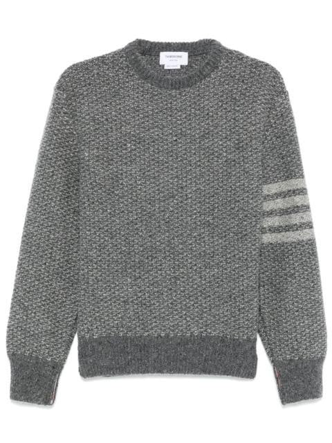 Thom Browne Textured Knit Sweater With Classic Crew Neckline And Refined Striped Detail