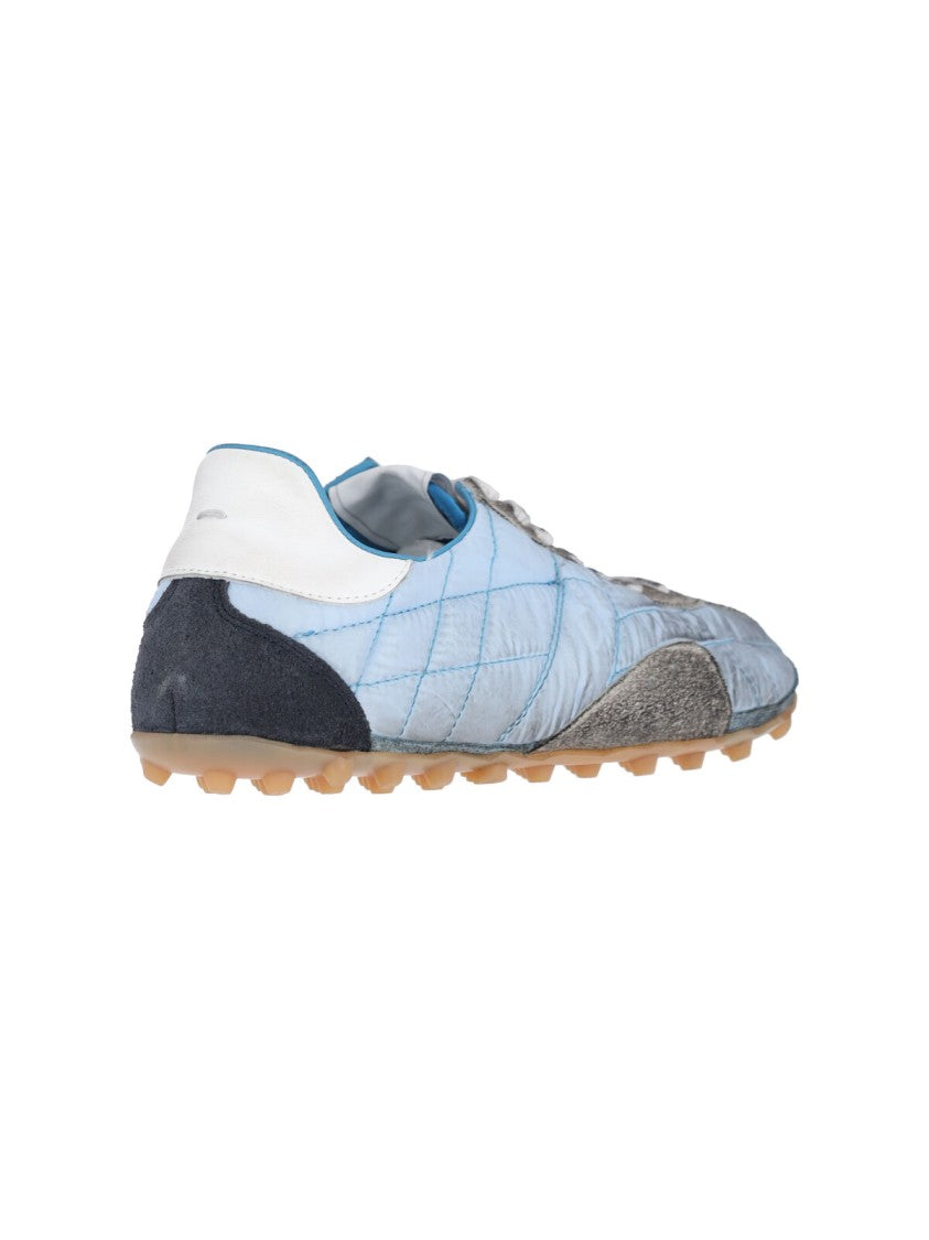 Maison Margiela Quilted Light Blue Sneakers With Suede Overlays