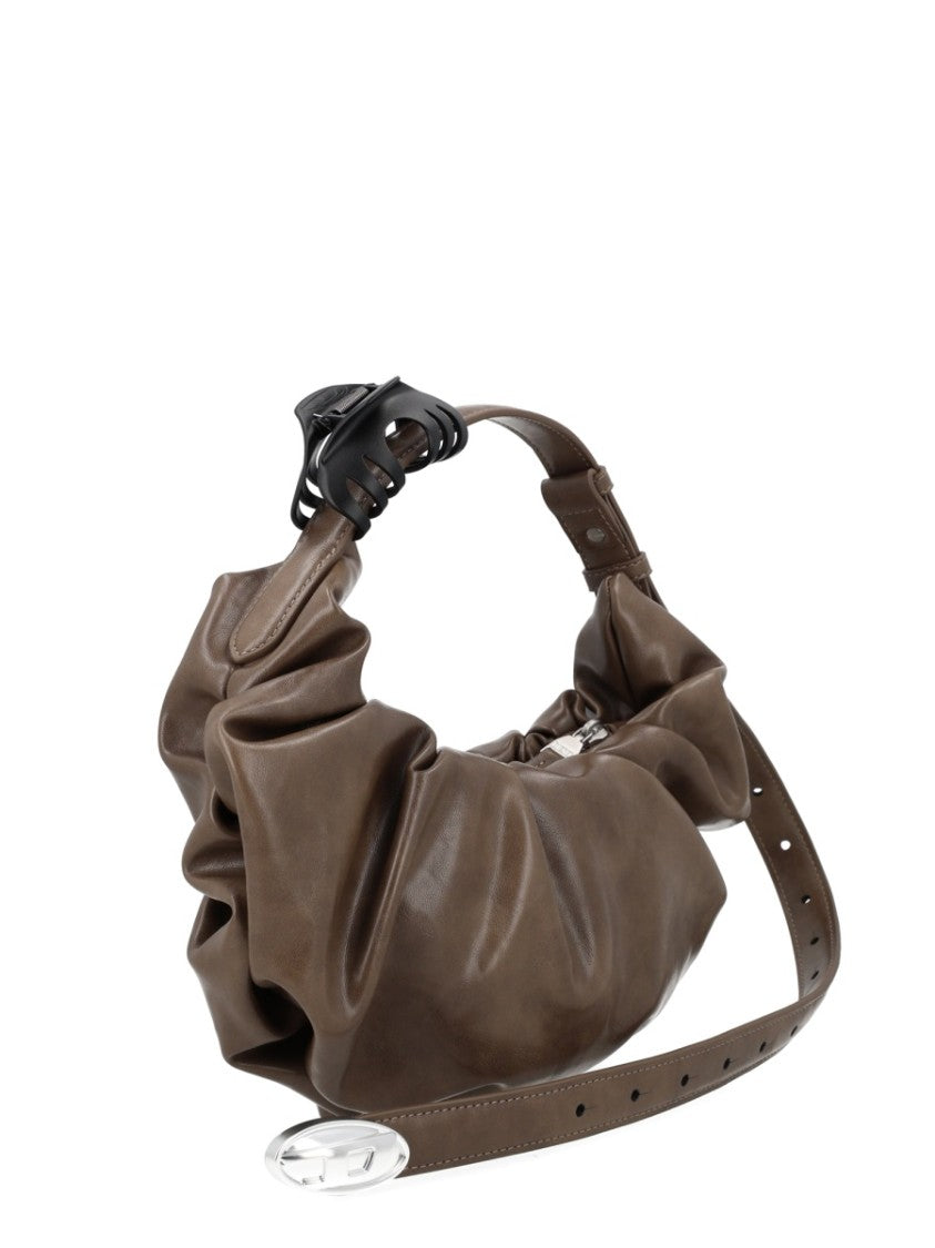 Diesel Neutrals Grab-D Slouchy Ruched Shoulder Bag