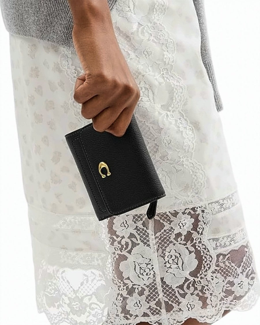 Coach Compact Textured Calf Leather Wallet