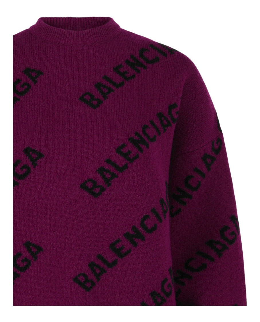 Balenciaga Allover Logo Knit Sweater
