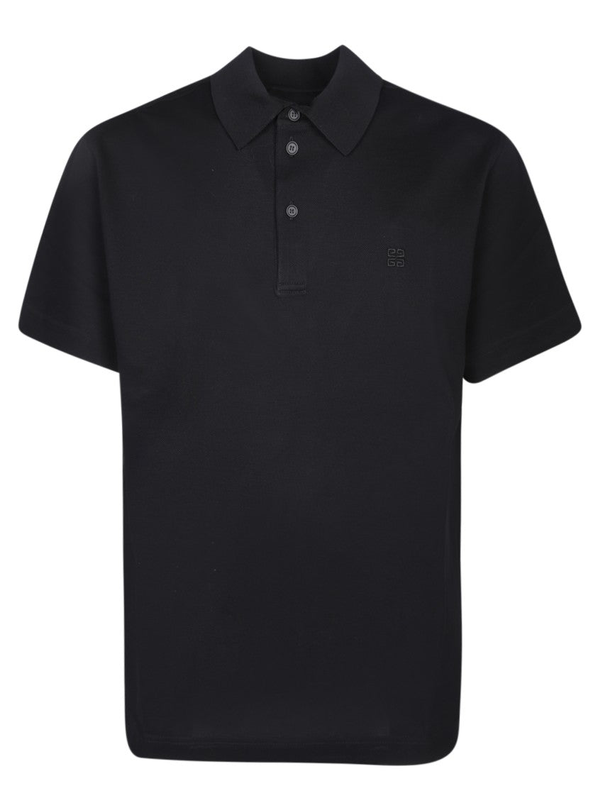 Givenchy Ribbed Black Polo Shirt With Iconic 4G Logo