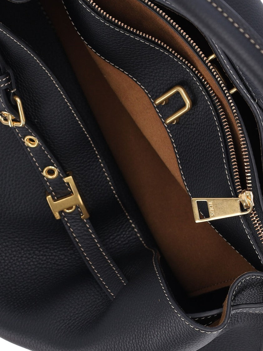 Tod's Handbag In Black Calfskin, Top Handle