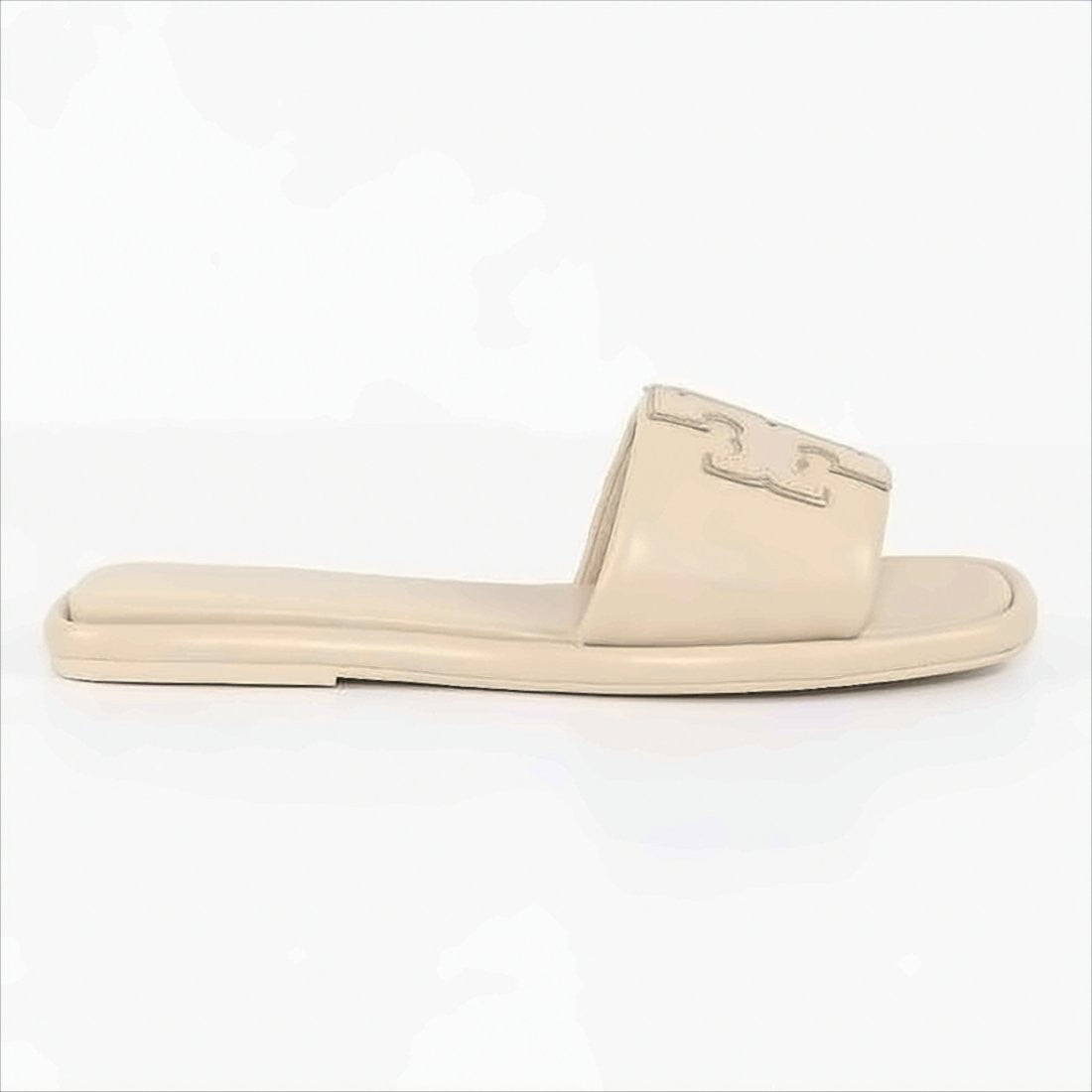 Tory Burch Minimalist Leather Slide Sandals With Stitched Logo