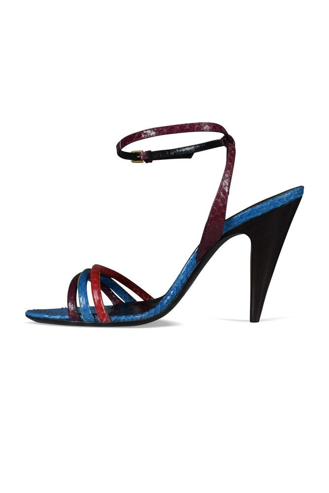 Saint Laurent Multi-Colored Liya Sandals With Crossed Front Straps