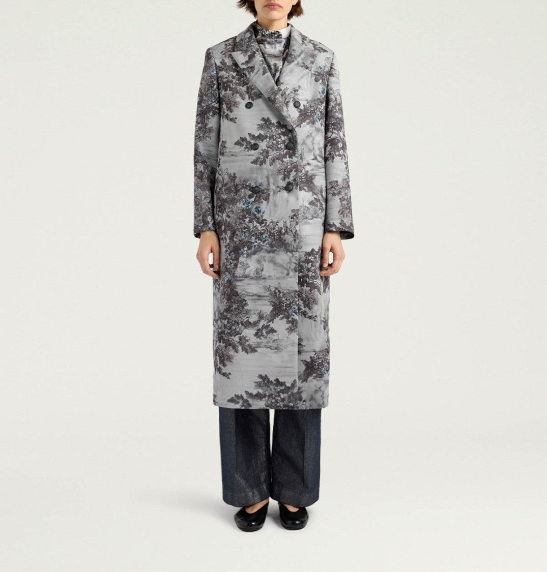 Momonì Double-Breasted Multicolour Coat With Structured Collar