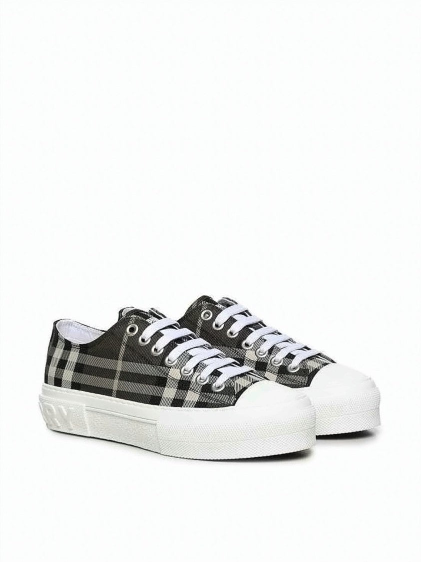 Burberry Checkered Nylon Low-Top Sneakers With Rubber Sole