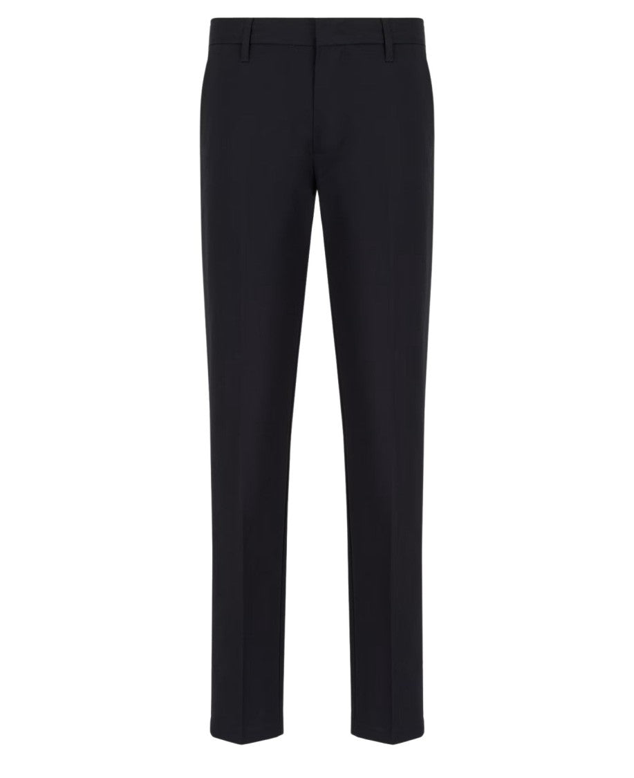 Emporio Armani Tailored Blue Navy Trousers In Premium Stretch Gabardine