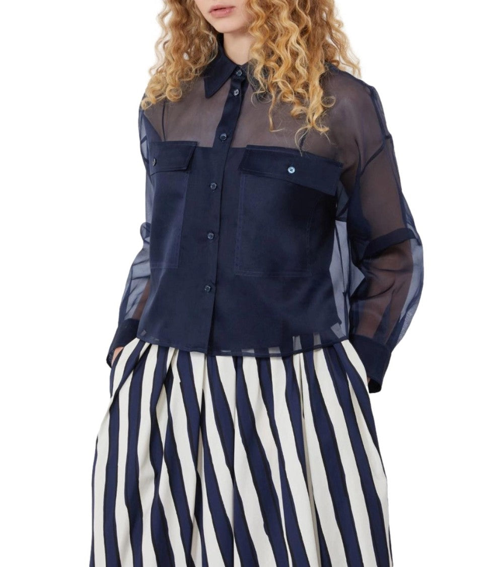 Max Mara Blue Wkdcolomba Silk Blend Shirt