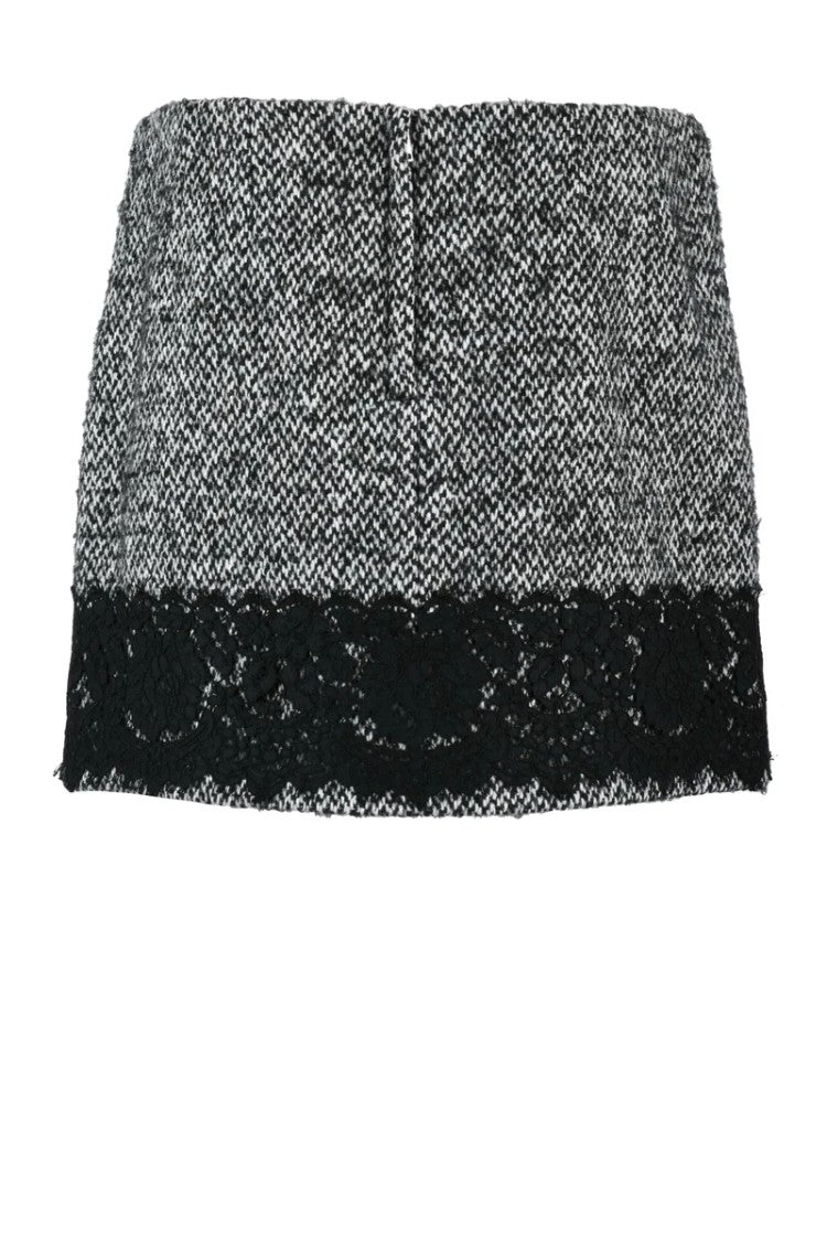 Dolce & Gabbana Wool Mini Skirt - White/Black