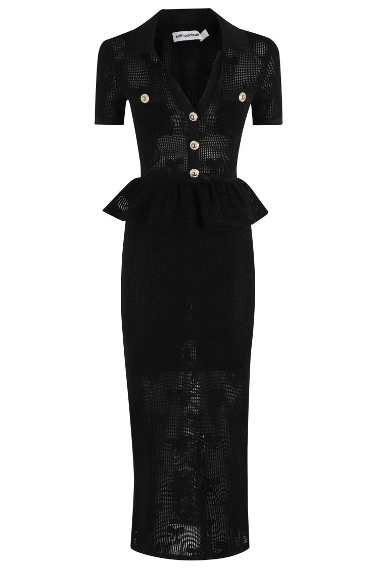 Self-Portrait Bow Crochet Midi Dress