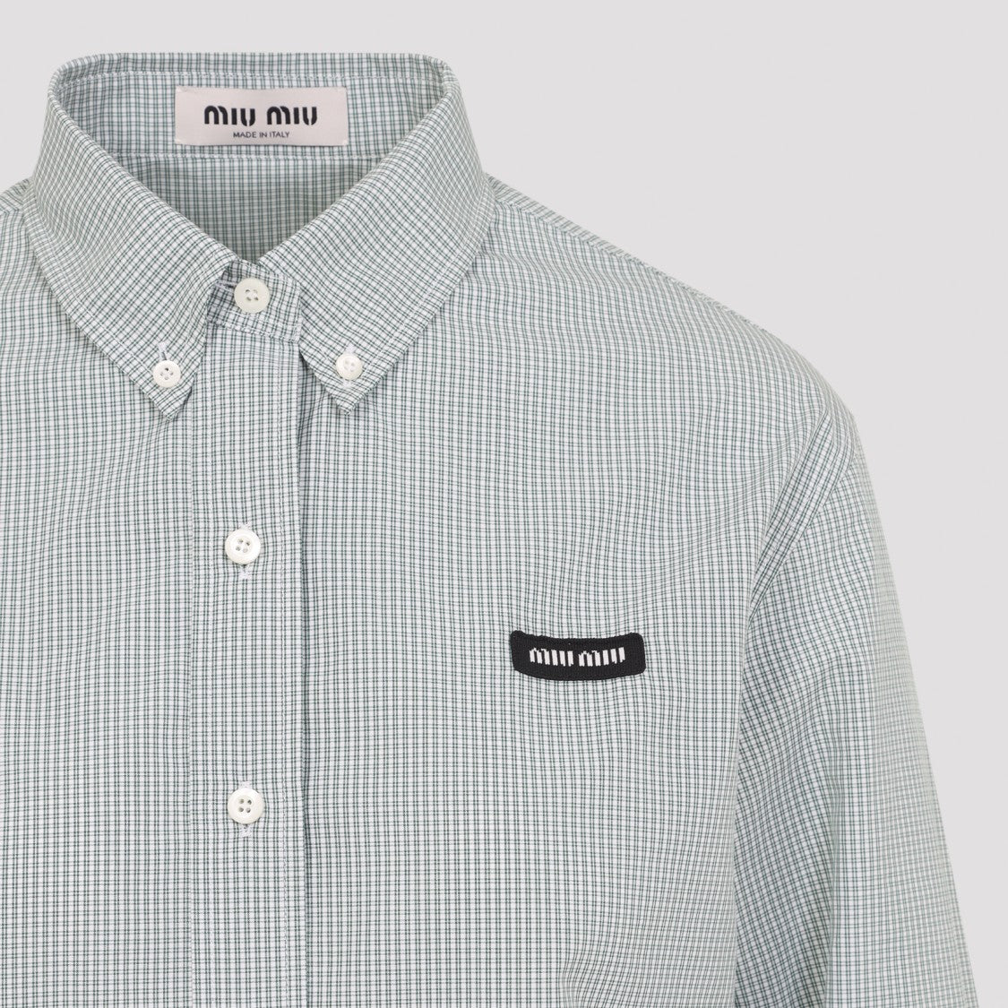 Miu Miu Checkered Cotton Button-Down Shirt With Tailored Fit