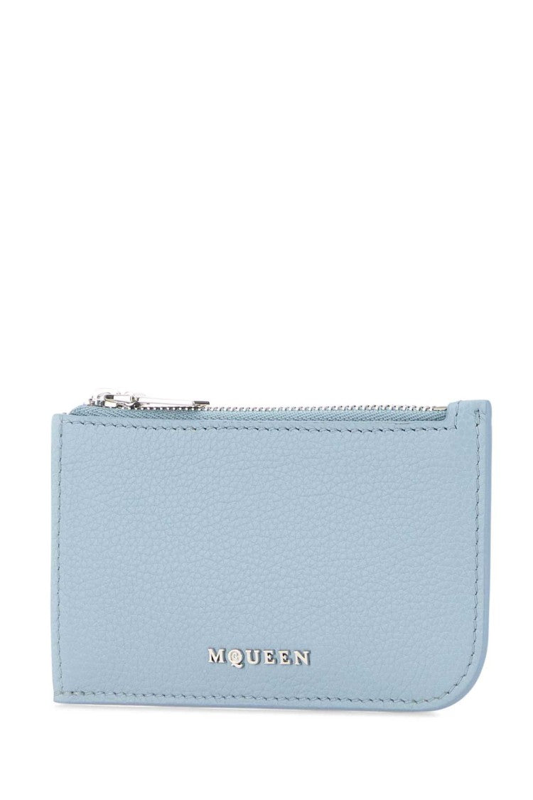 Alexander Mcqueen Light Blue Leather Card Holder