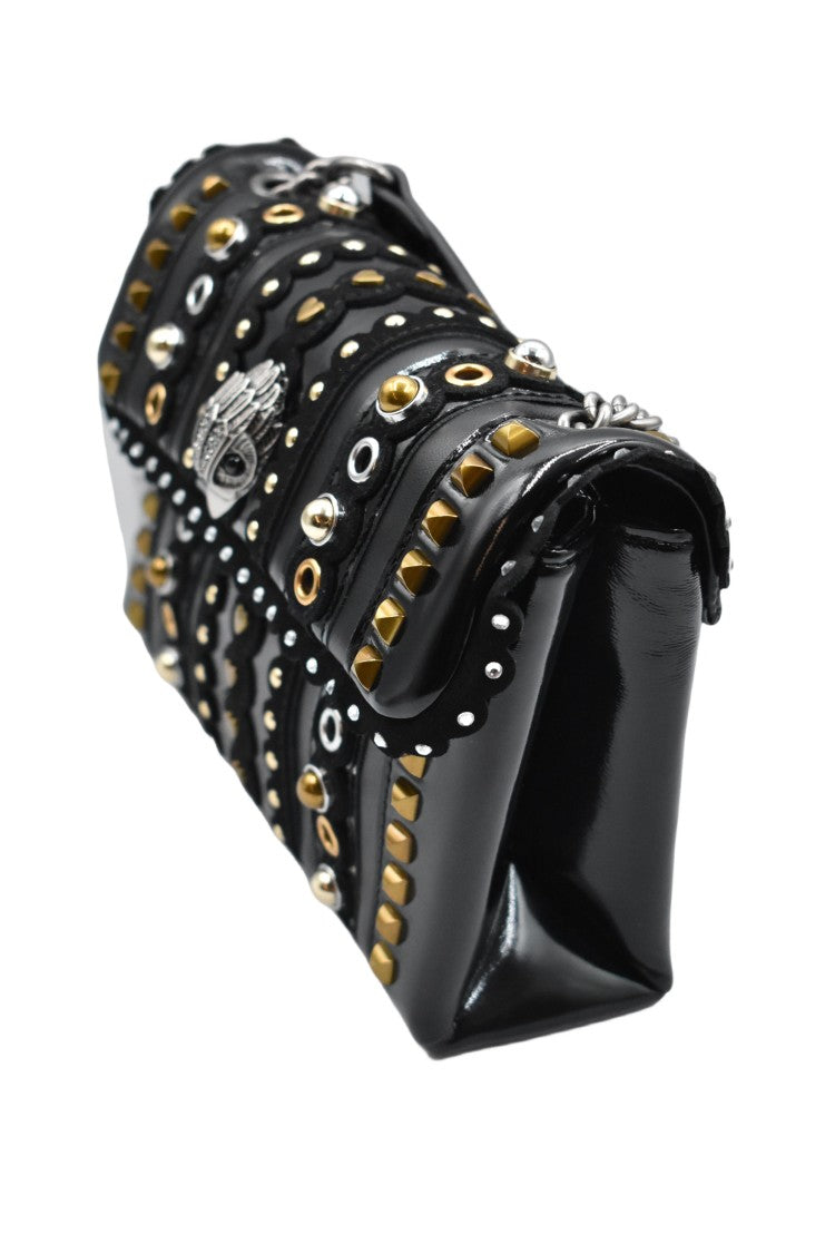 Kurt Geiger Statement Black Handbag With Edgy Gold