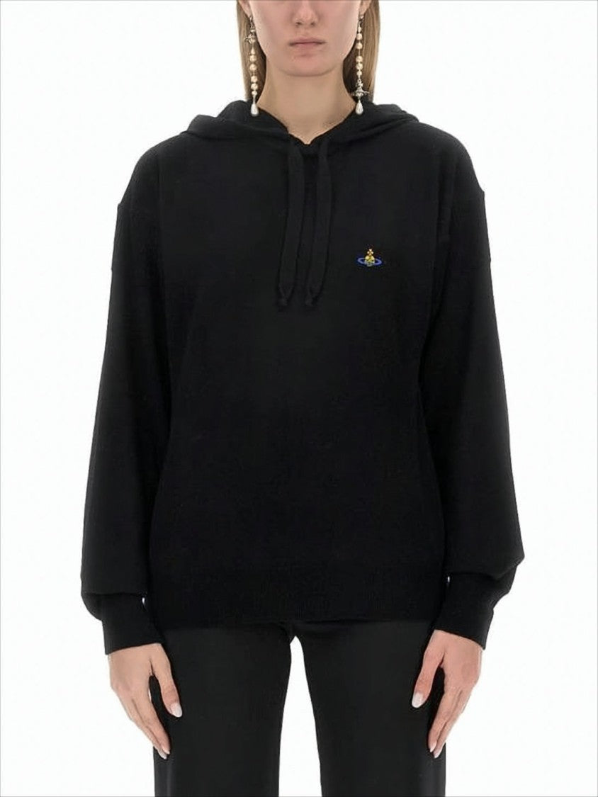 Vivienne Westwood Relaxed-Fit Black Wool Hoodie With Drawstring Hood