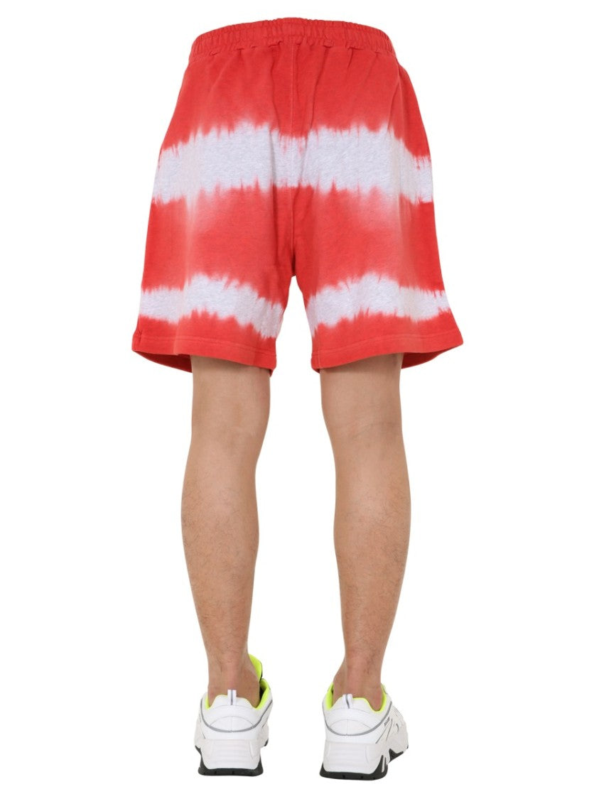 Msgm Relaxed Fit Red Tie-Dye Bermuda Shorts