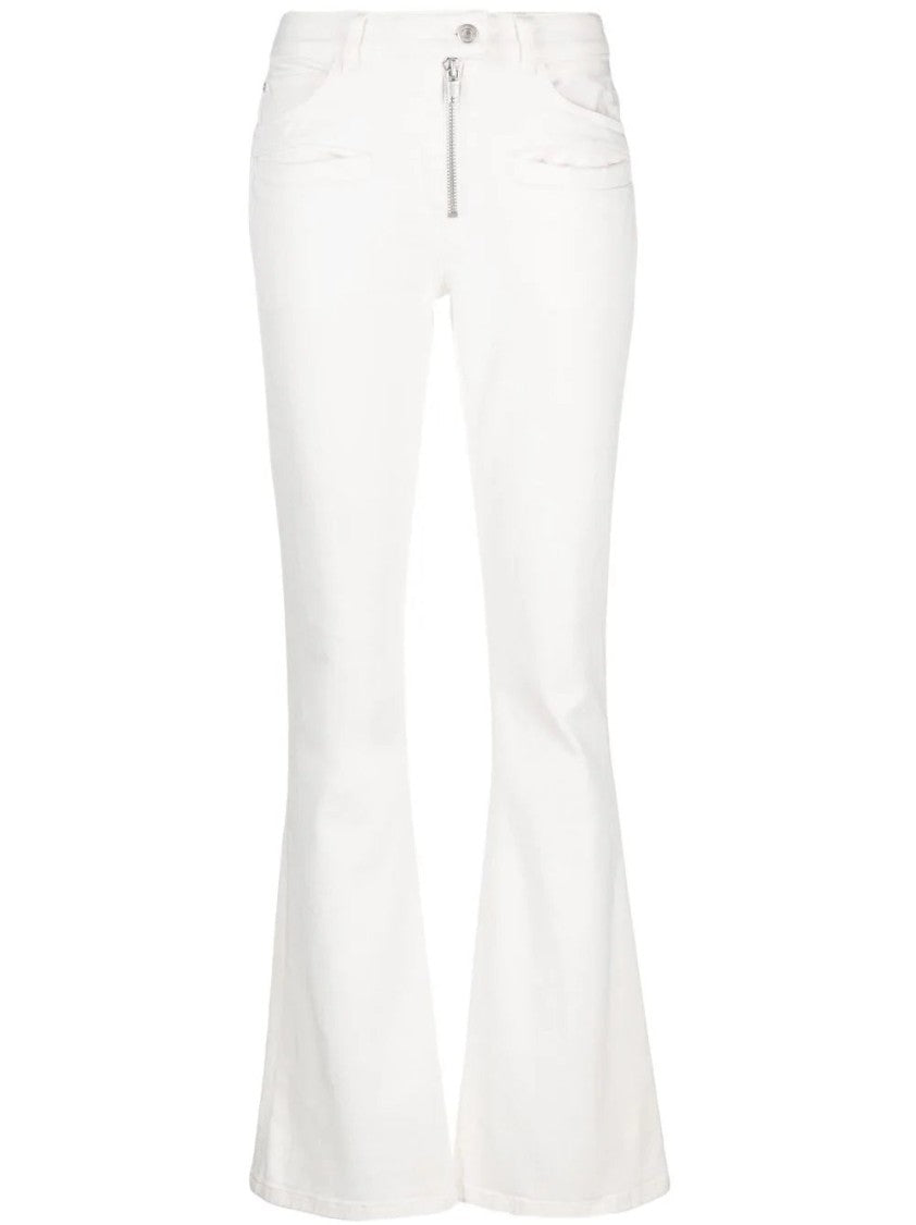 Courrèges Flared White Denim Pants With Front Zipper And Five-Pocket Styling