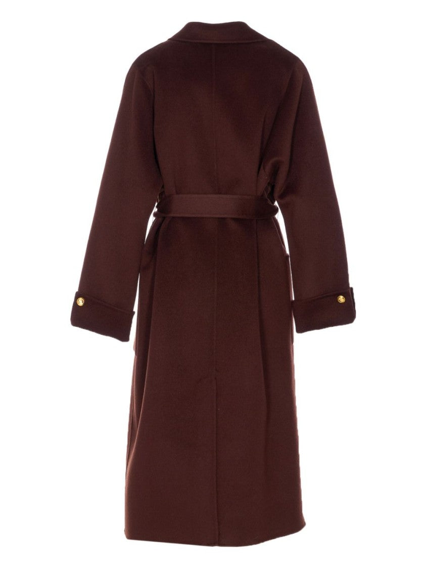 Elisabetta Franchi Brown Wool Coat With Tailored Fit