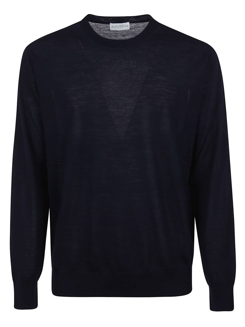 Ballantyne Round Neck Wool Sweater With Subtle Vents
