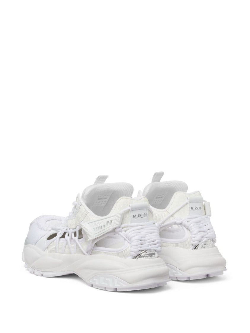 Versace Panelled White Sneakers With Cut-Out Detailing