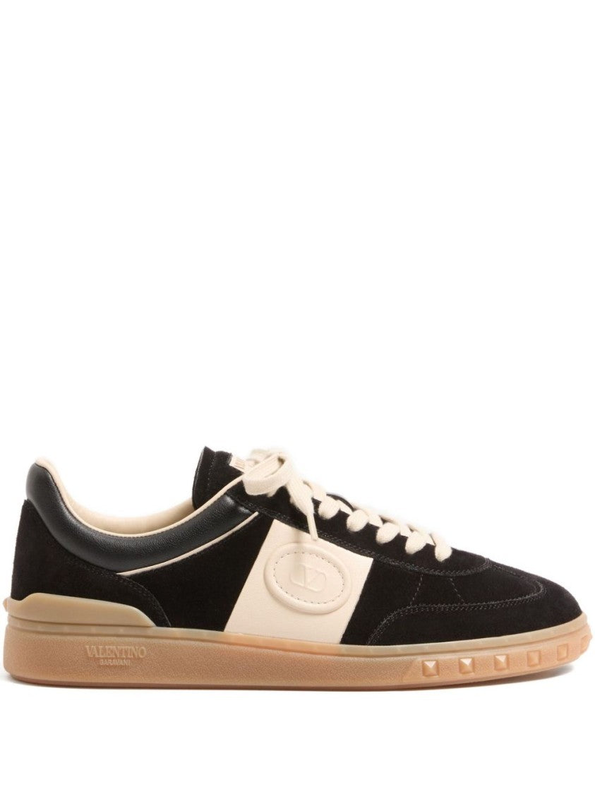 Valentino Garavani Black Upvillage Luxury Suede Strap Sneakers