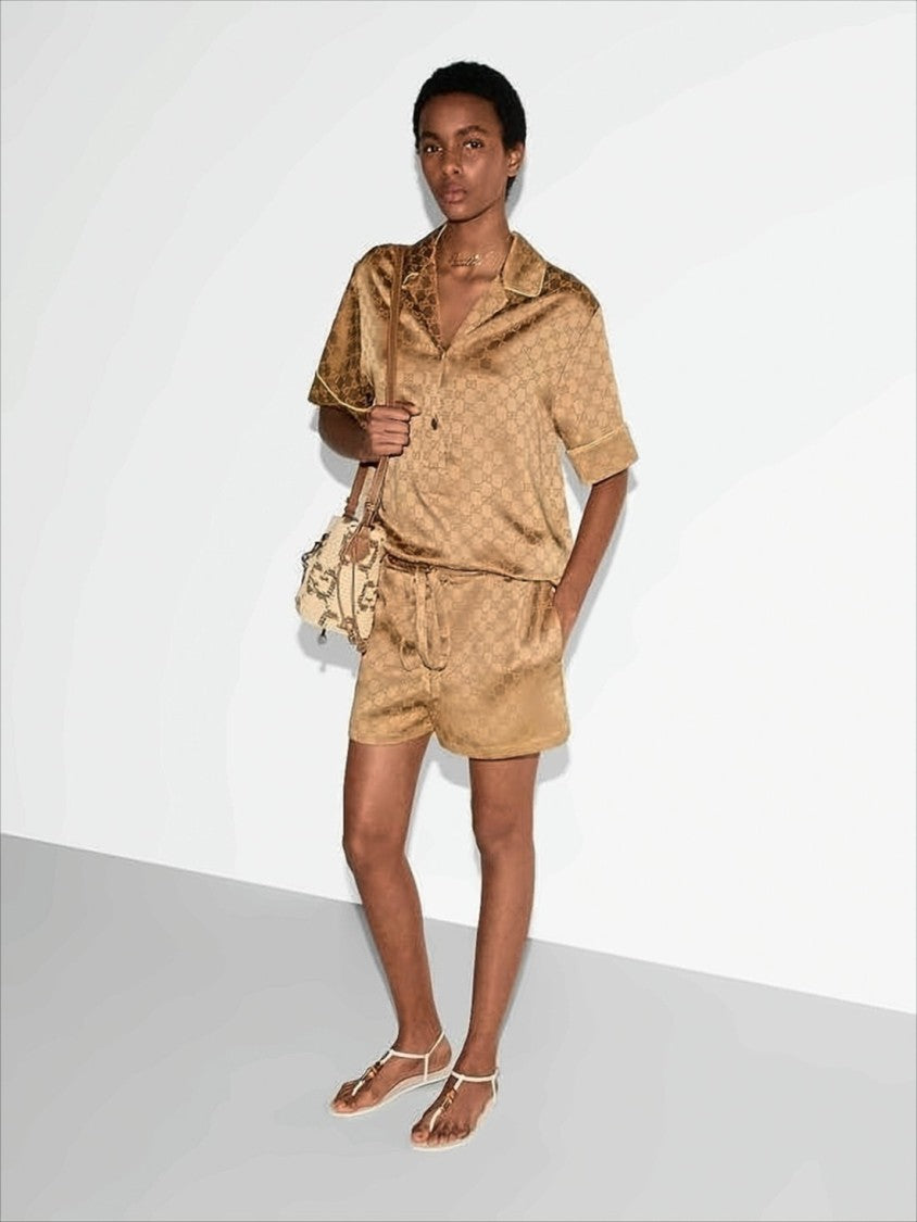 Gucci Silky Jacquard Short-Sleeved Shirt