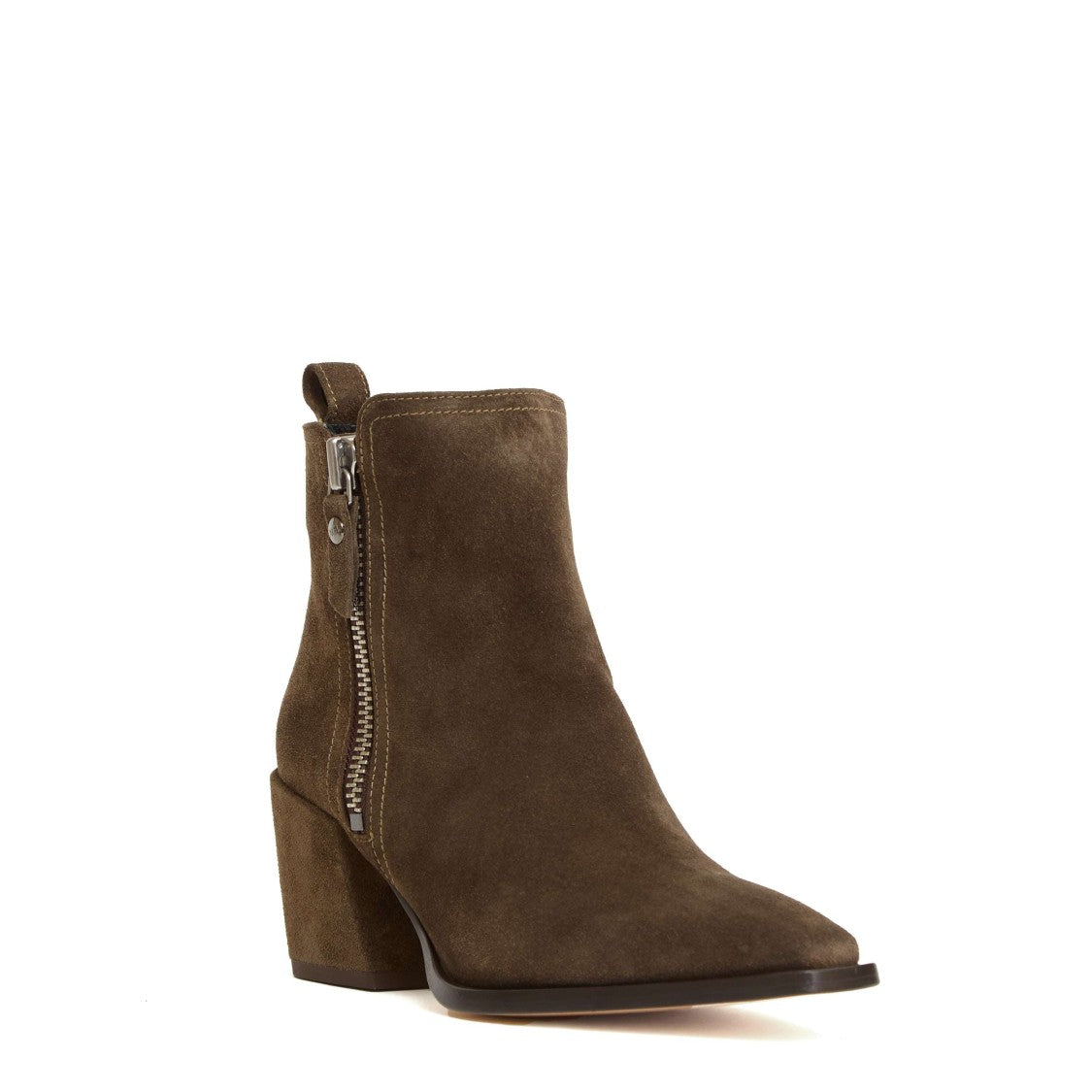 Agl Green Suede Ankle Boots With Zip Closure