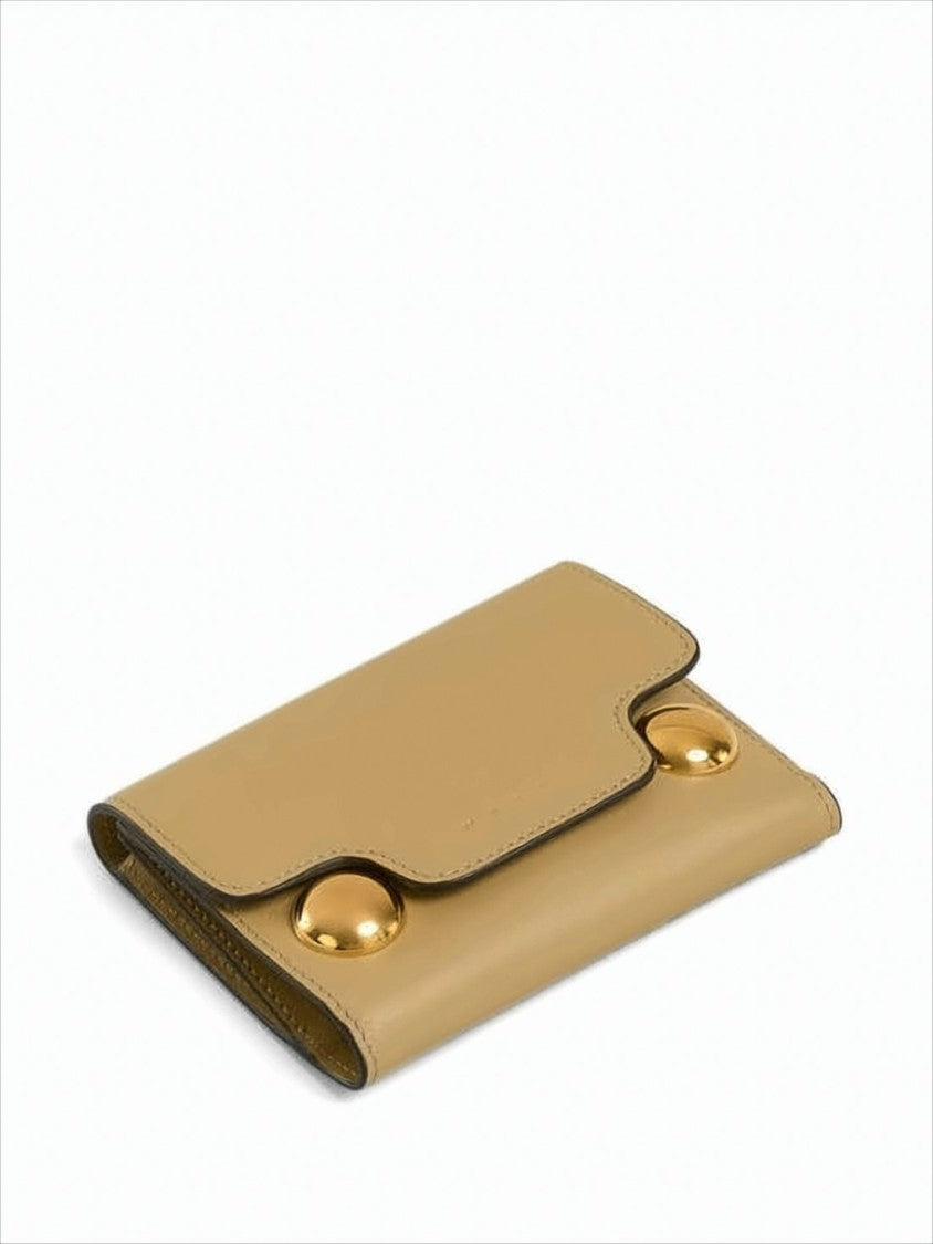 Marni Rectangular Calf Leather Wallet With Gold-Tone Accents