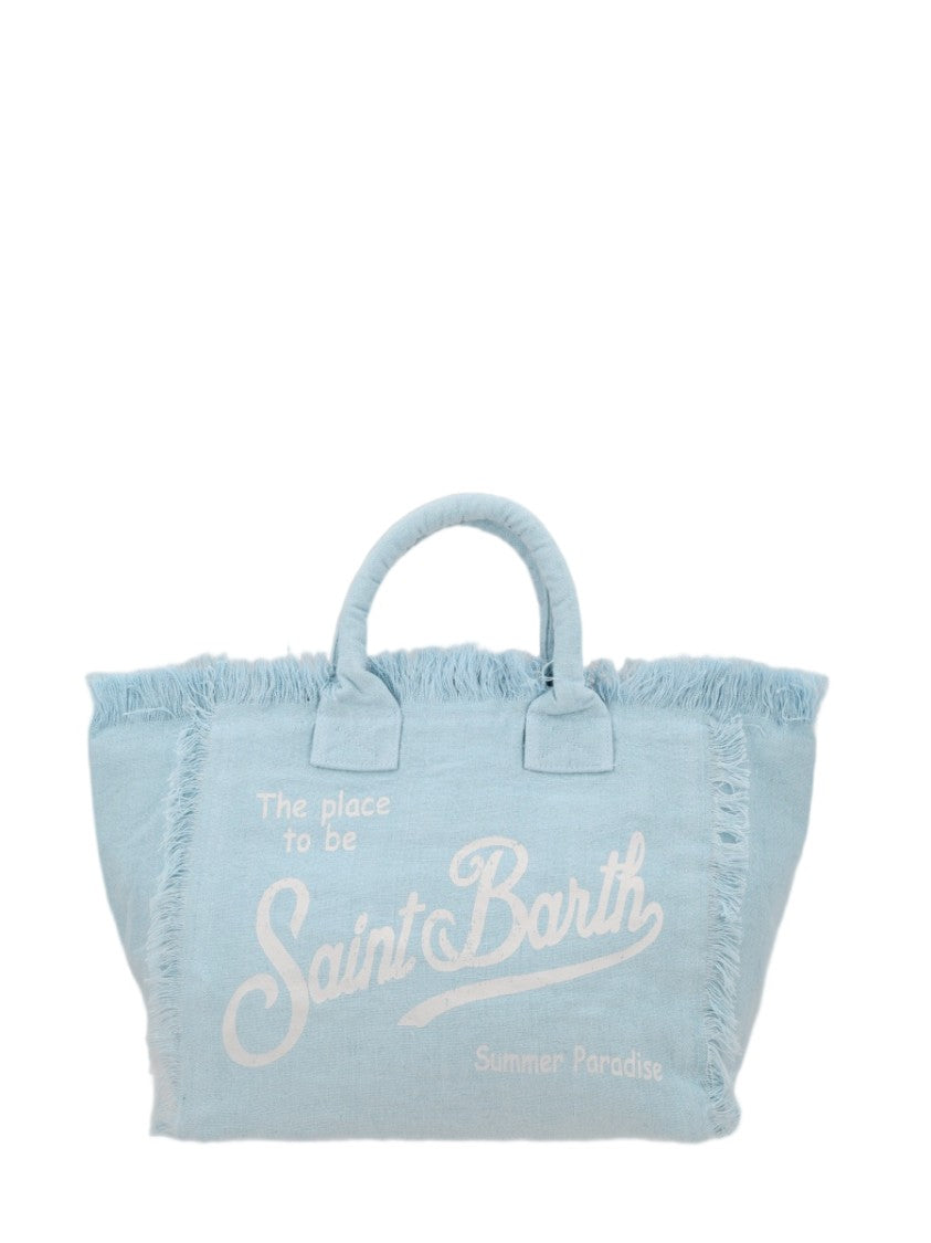 Mc2 Saint Barth Baby Blue Fringed Tote Bag
