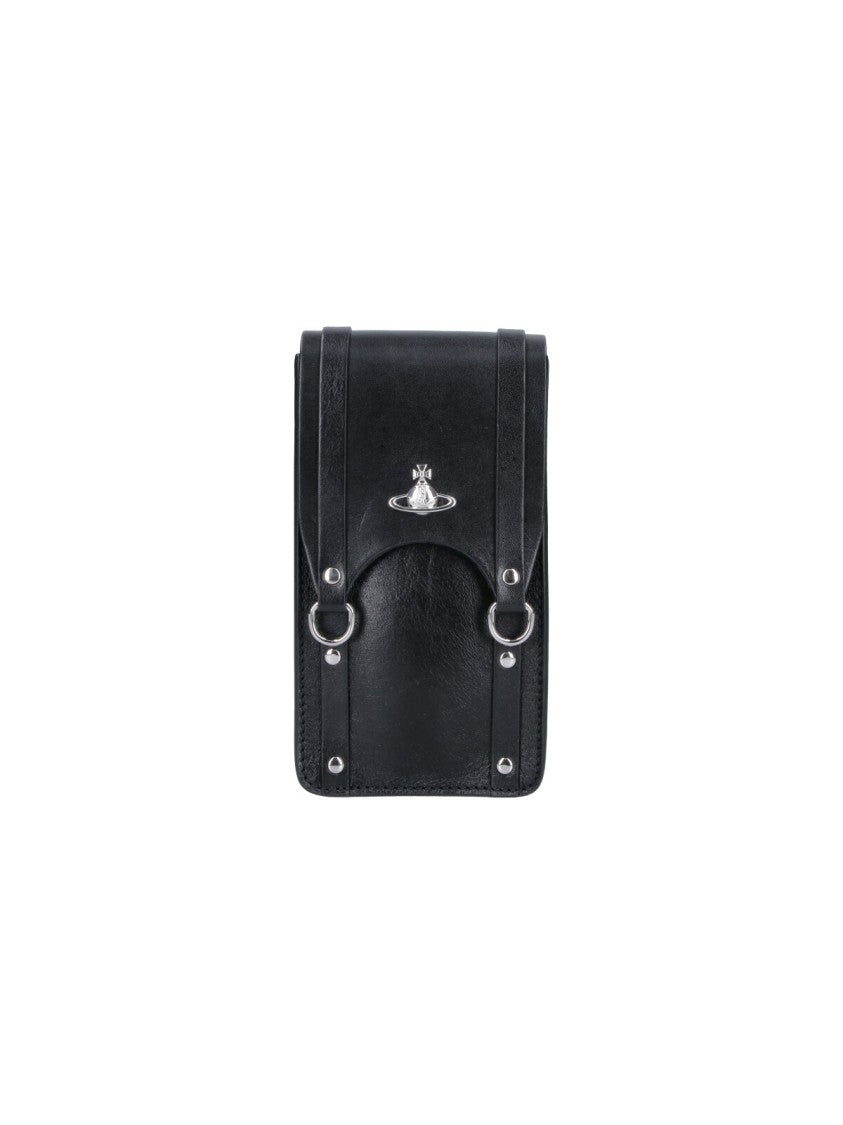 Vivienne Westwood Black Structured Rectangular Flap Bag