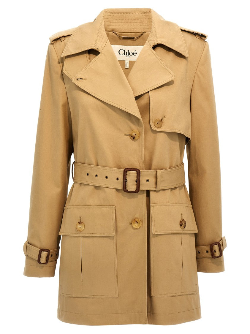 Chloé Short Cotton Satin Trench Coat