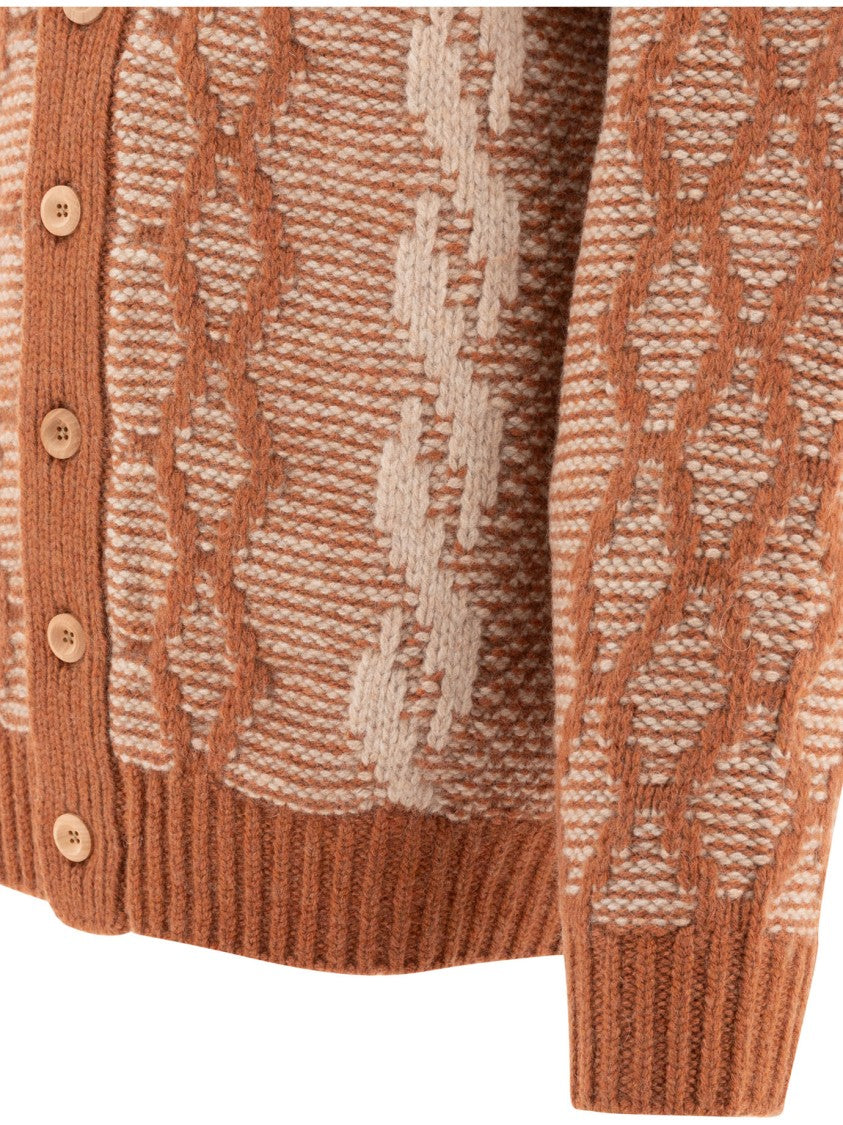 Beams Plus Textured Cable Knit Cardigan