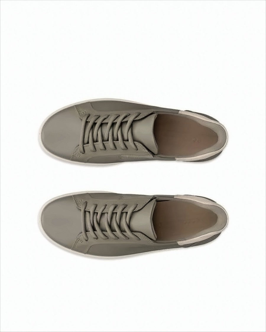 Ecco Minimalist Olive Green Leather Sneakers