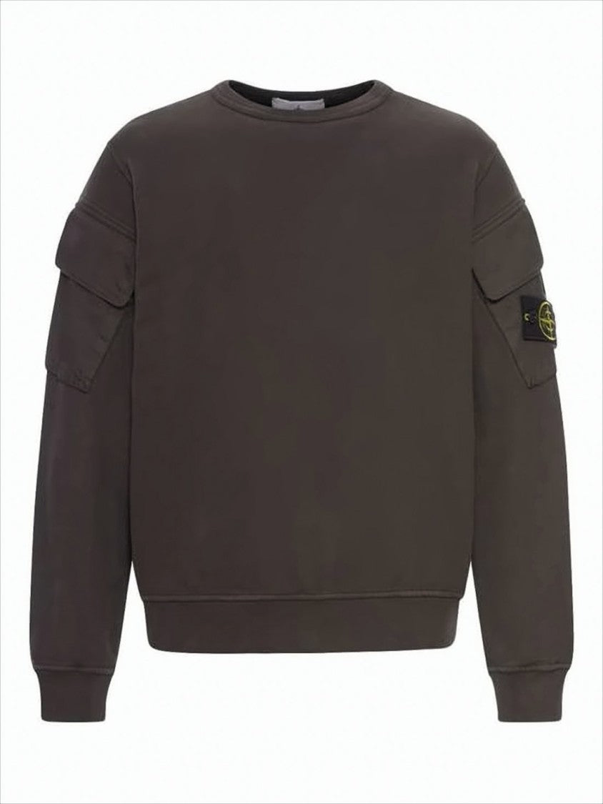 Stone Island Relaxed Fit Long Sleeve Crewneck Sweatshirt With Flap Pockets