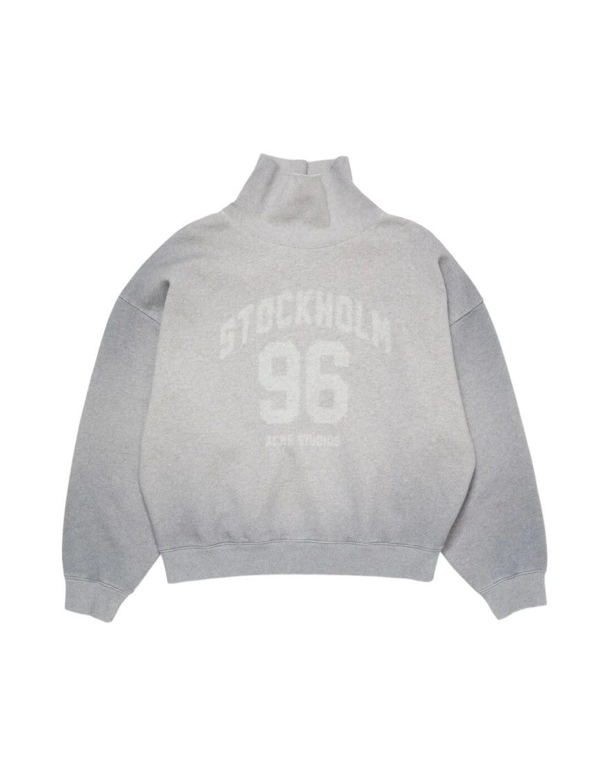 Acne Studios Gray Melange Print High-Neck Sweatshirt